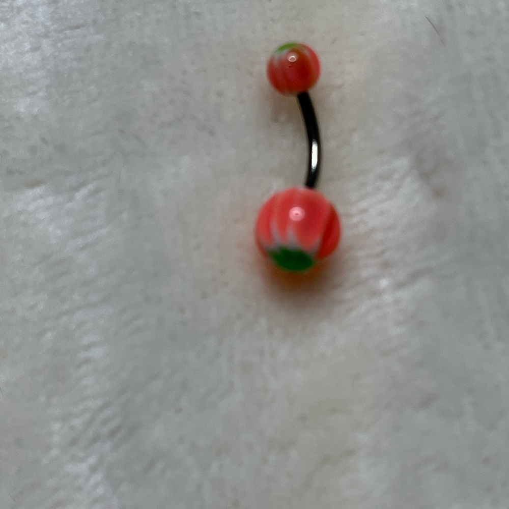 Pink/green belly ring NEW